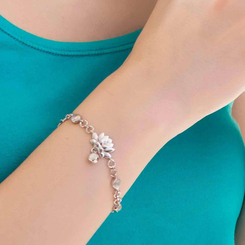 Fourseven Rainbow Moonstone Lotus Charmholder Bracelet B-87-SP-S Base-Image