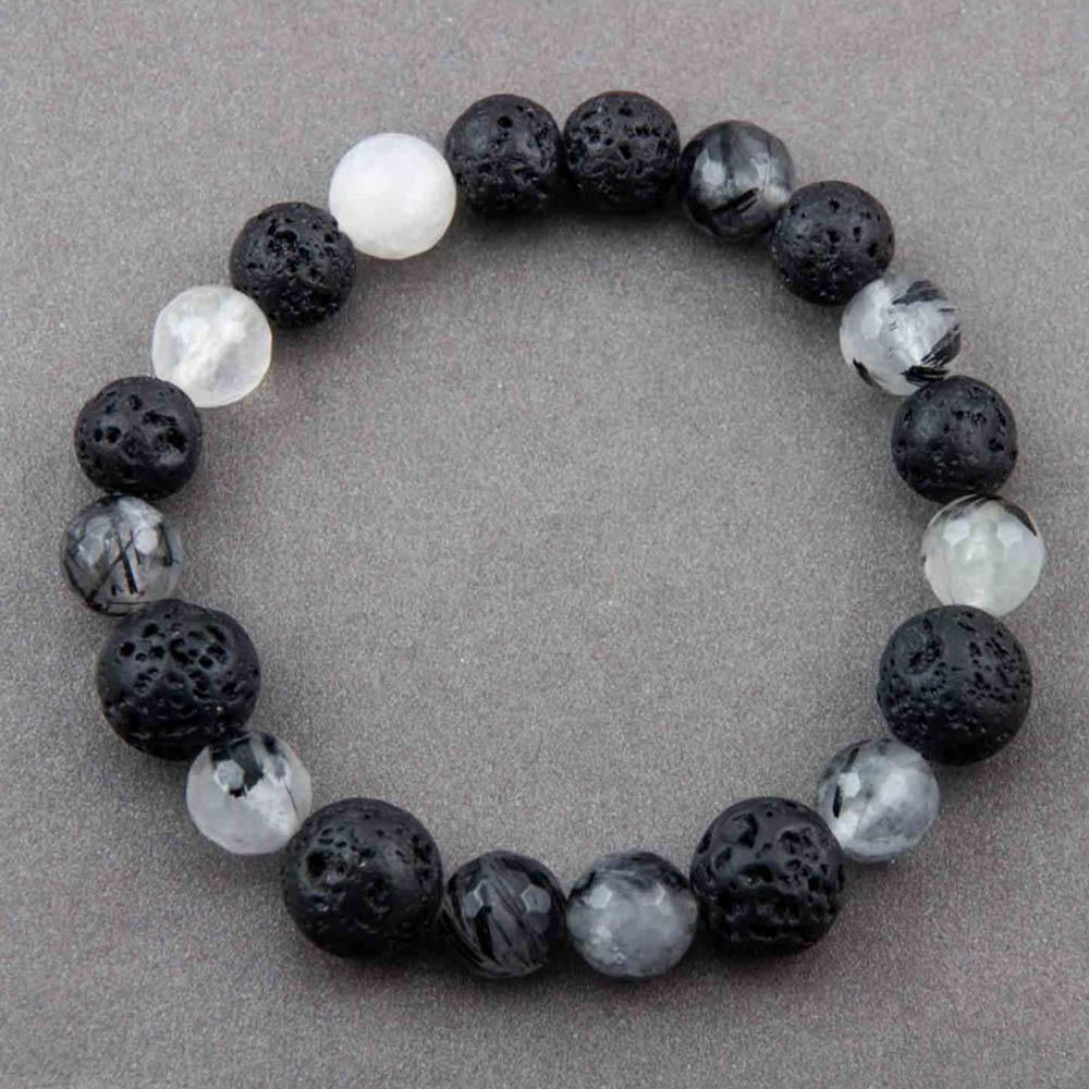 Fourseven Rutile Quartz Lava Bead Bracelet B-212-EA-RUTI Base-Image