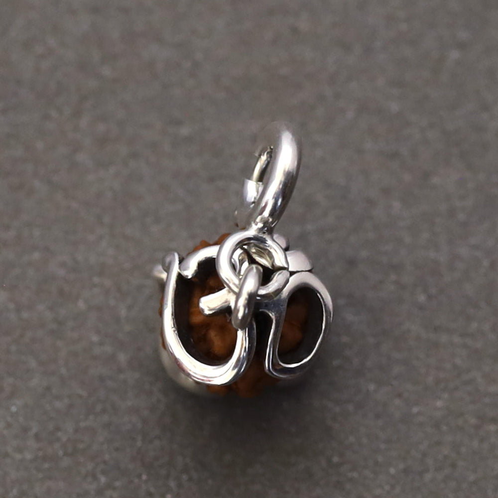 Sacred Rudraksha Om Silver Charm