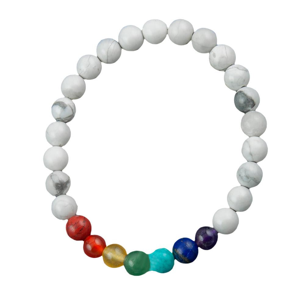 Fourseven Seven Chakras Bead Bracelet in Howlite B-209-SP-HOW White-BG-Image