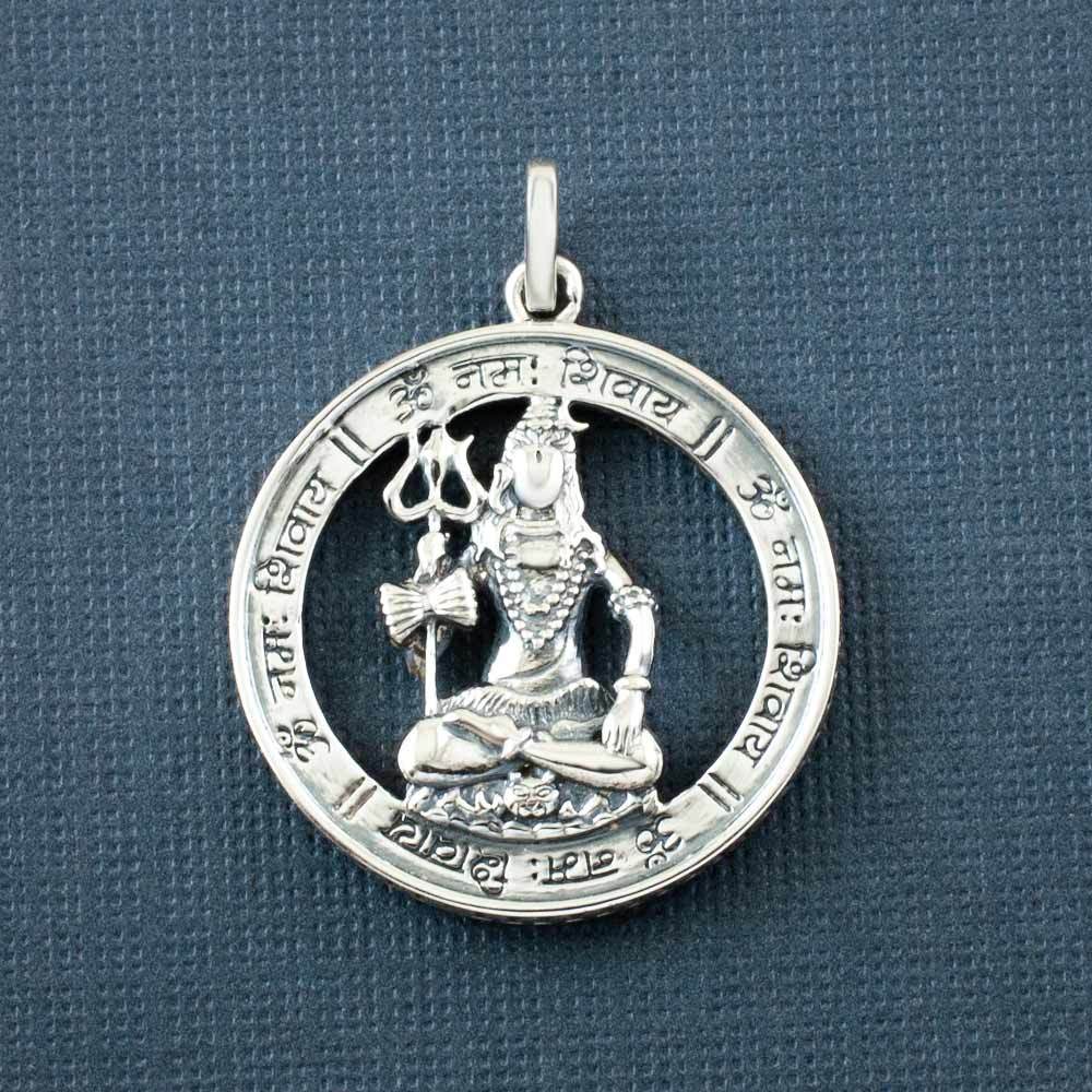 Fourseven Shiva Mantra Aashirwaad Silver Pendant P-0083-SP-S Alt-View-2-Image