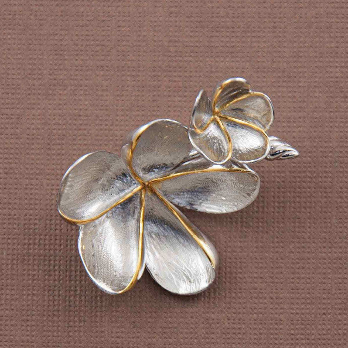 Fourseven Silver-Champa-Brooch-with-Gold-Accents BR-75-AL-S Base-Image