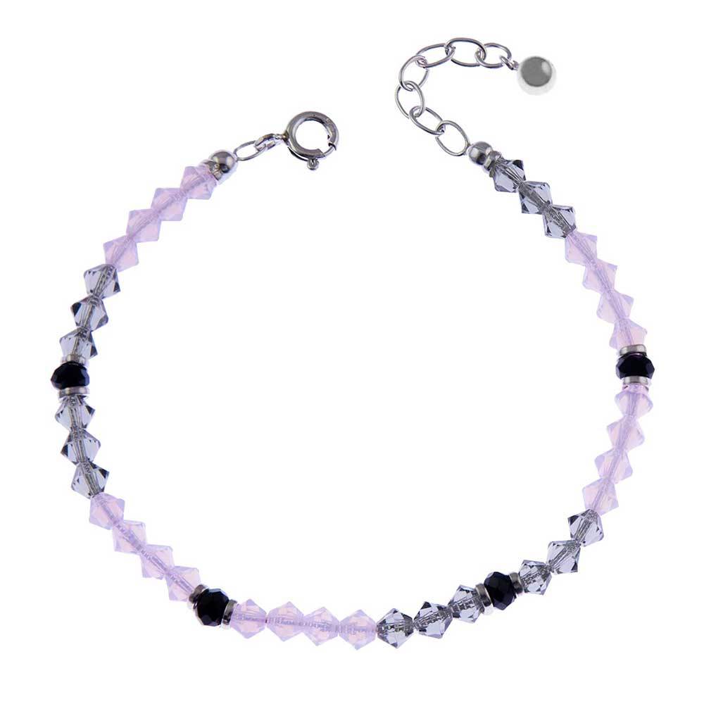 Fourseven Swarovski Crystal Nazariya Adjustable Bracelet in Pink and Grey B-225-AL-S White-BG-Image