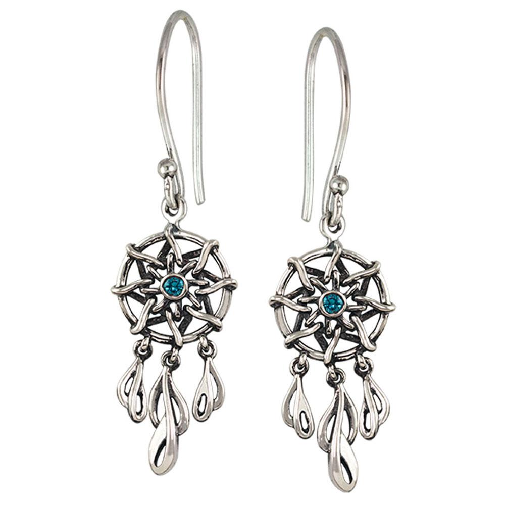 Fourseven Sweet Dreams Dreamcatcher Dangler Earrings E-294-SP-S White-BG-Image