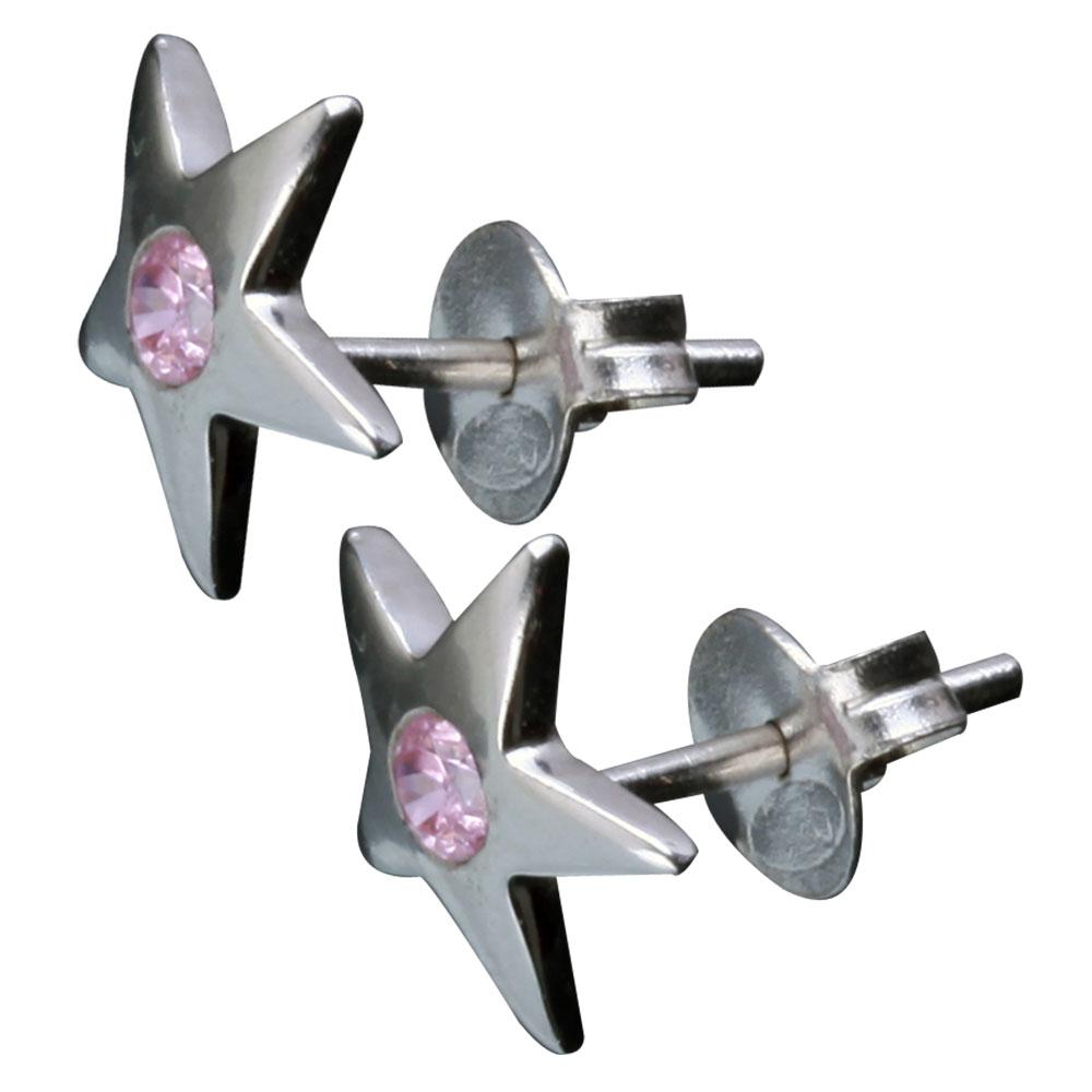 Fourseven Twinkling Star Earrings-Pink E-65-SI-S-Pink White-BG-Image