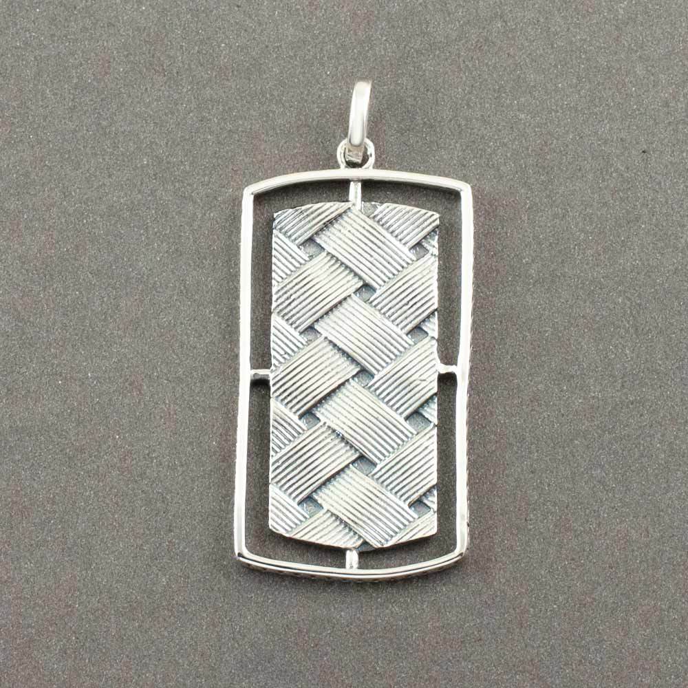 Fourseven Weave Pattern Personalisable Silver Tag Pendant P-0080-SI-S Alt-View-2-Image