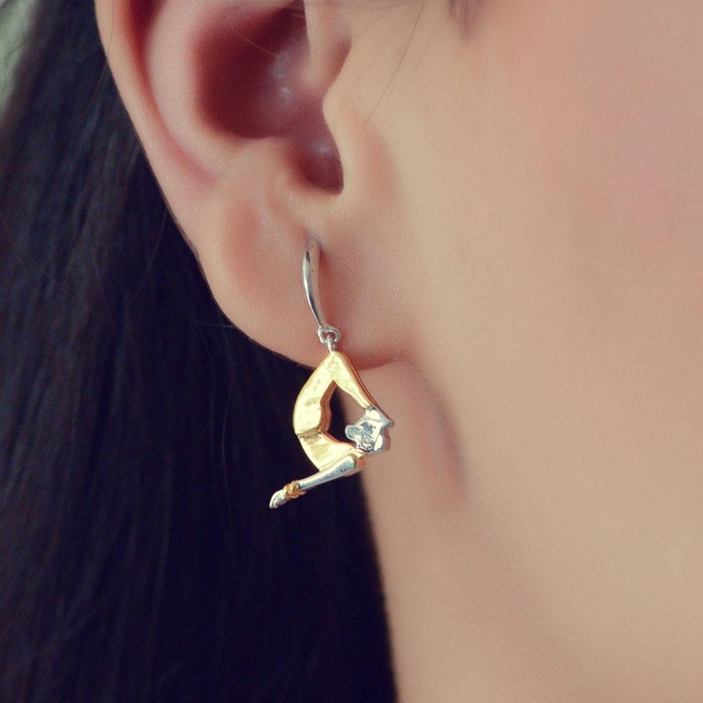 Fourseven Yoga Girl Silver Earrings in Locust Pose E-207-SP-SG Base-Image