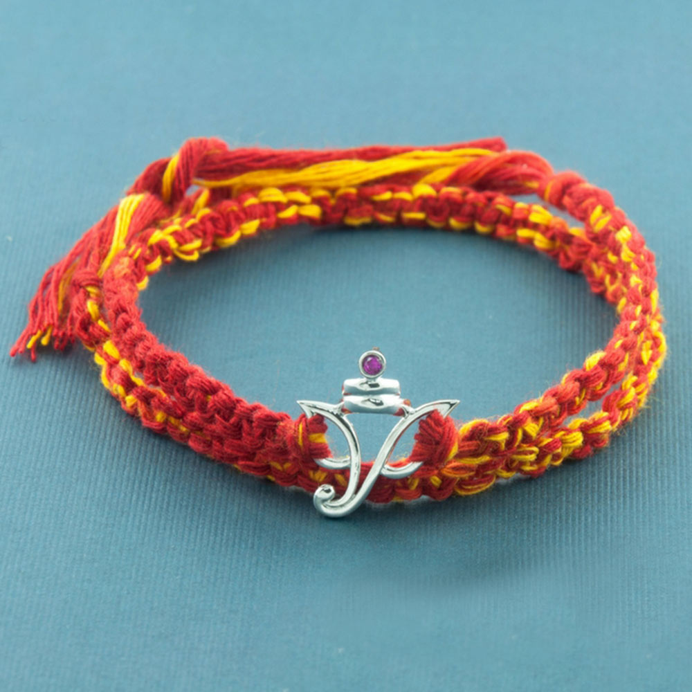 Ganesha Silver Pendant Moli Rakhi Bracelet
