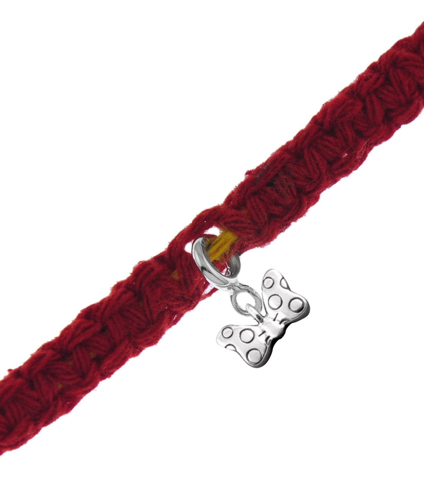 Textured Iconic Bow Silver Charm Adjustable Moli Rakhi Bracelet