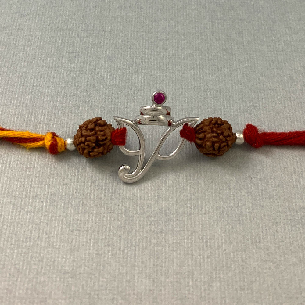 Ganesha Silver Pendant Moli Rakhi Bracelet