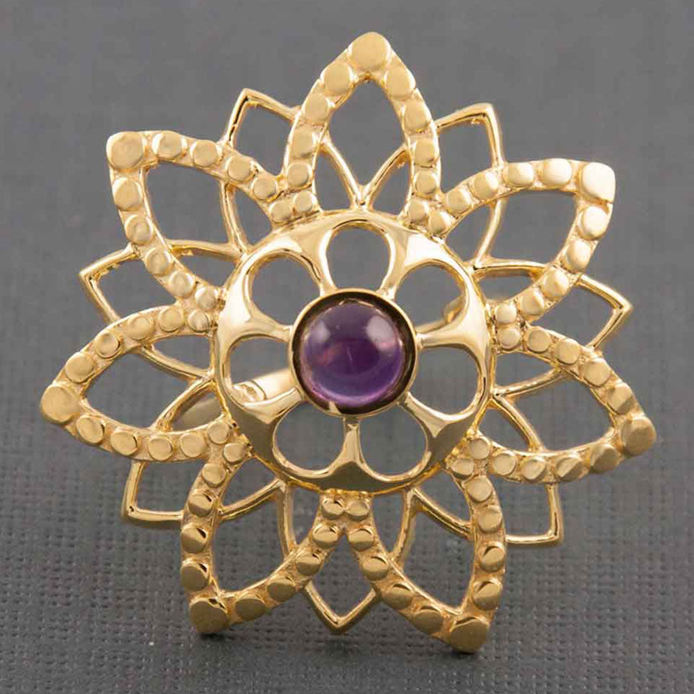 Kalini Gold-Plated Silver Ring in Amethyst-14