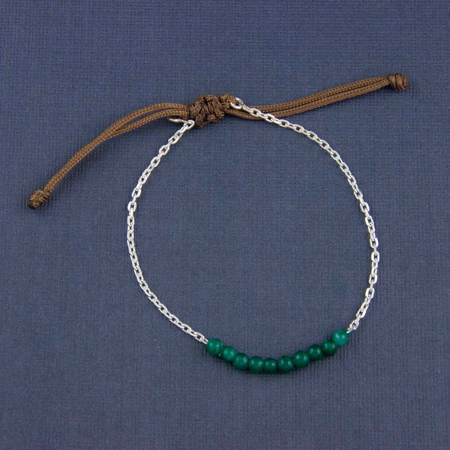 Harmony Adjustable Silver Bracelet with Green