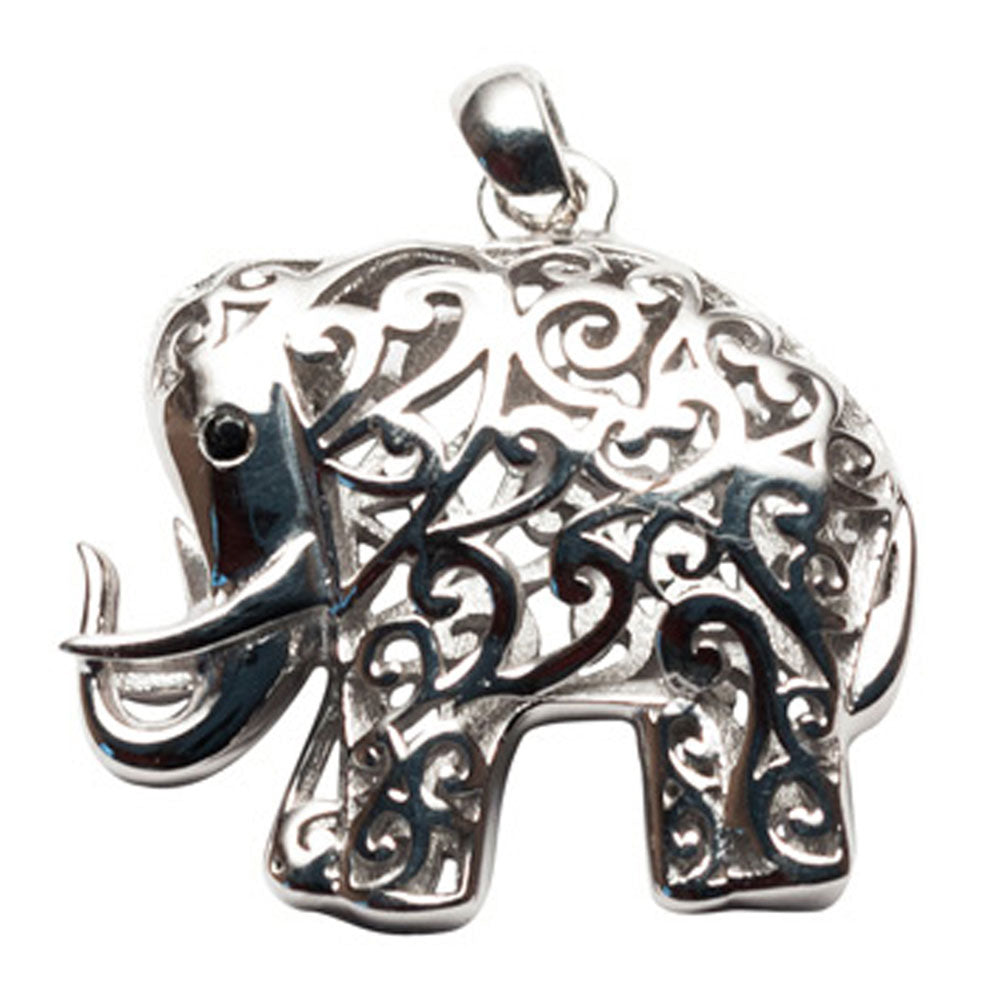 Jaali Elephant Silver Pendant