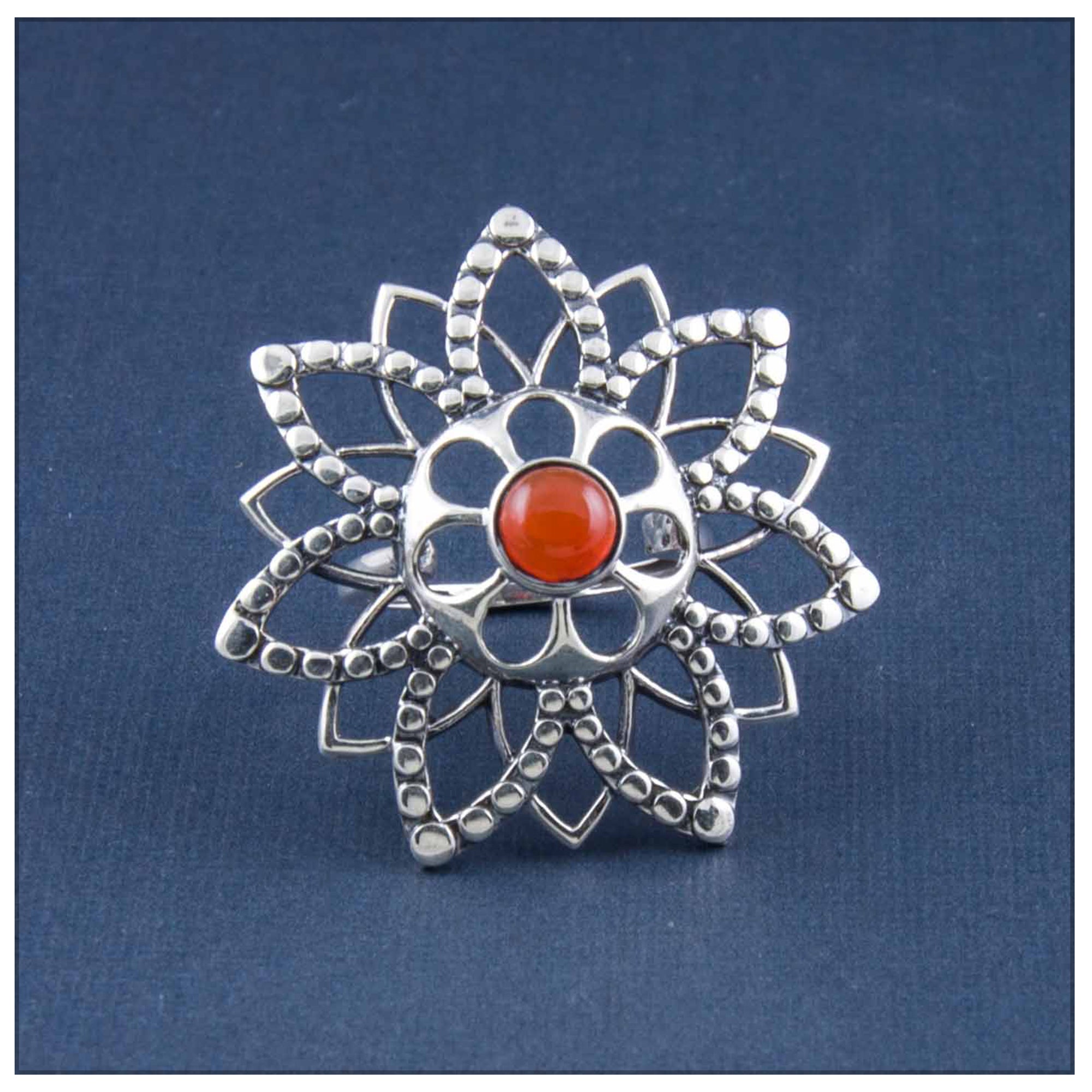 Kalini Silver Ring in Carnelian-14