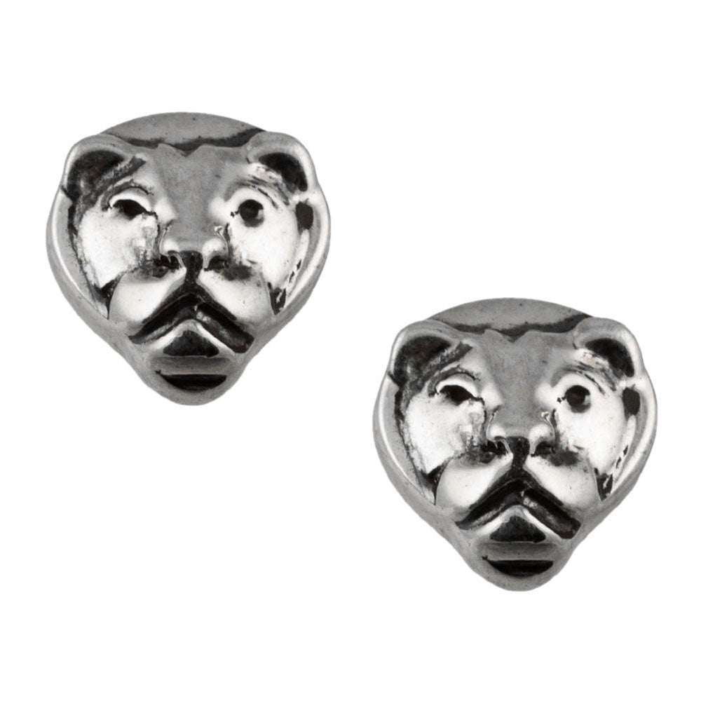 Lion Stud Silver Earrings
