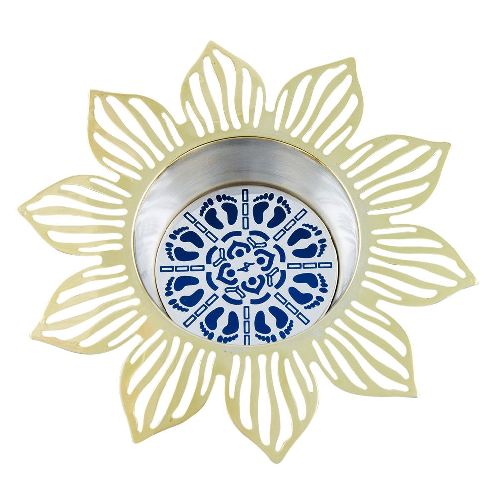 Lotus Silver-Plated Tealight Holder with Teal Disc