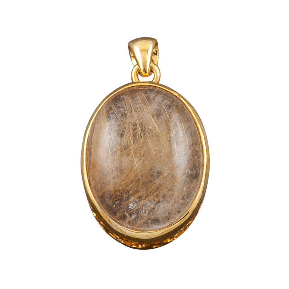 Araiya 1.5-Micron Gold-Plated Silver Gemstone Pendant with Rutile Quartz