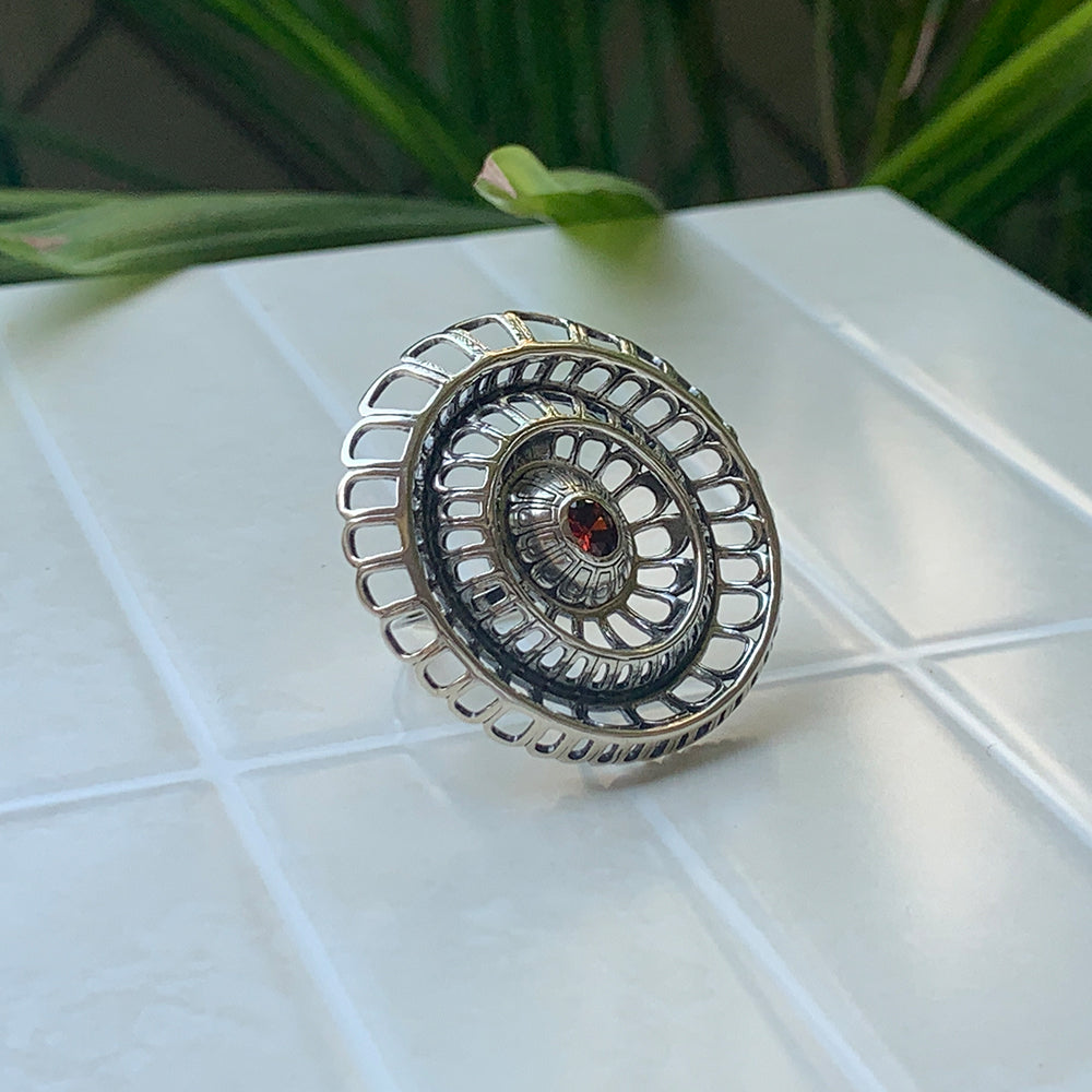 Stepwell Adjustable Silver Platform Ring