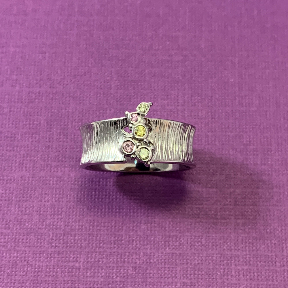 Forever Elegance Textured Silver Band Ring-Multi