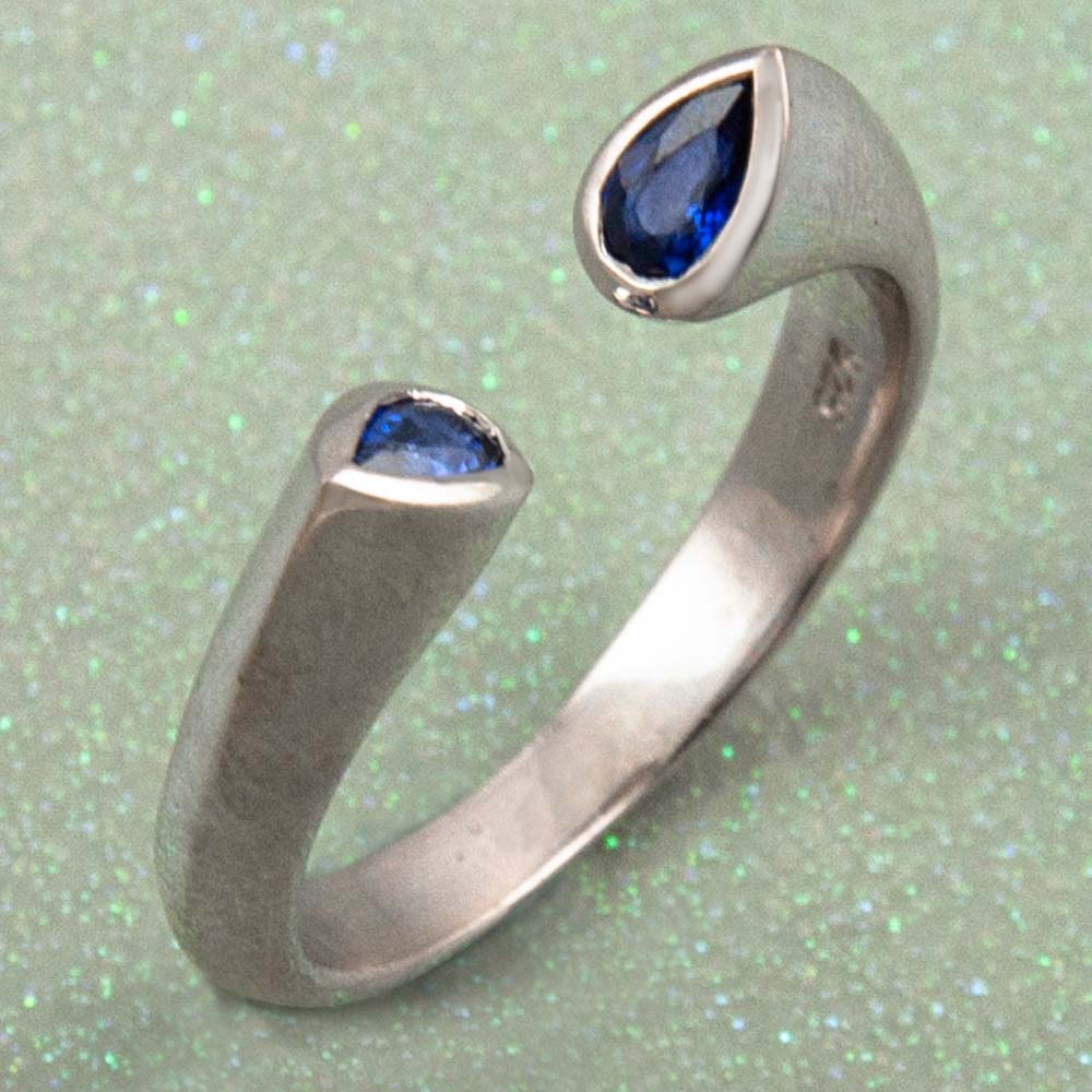 Zaynah Gemstone Silver Lacuna Ring in Blue Sapphire-16