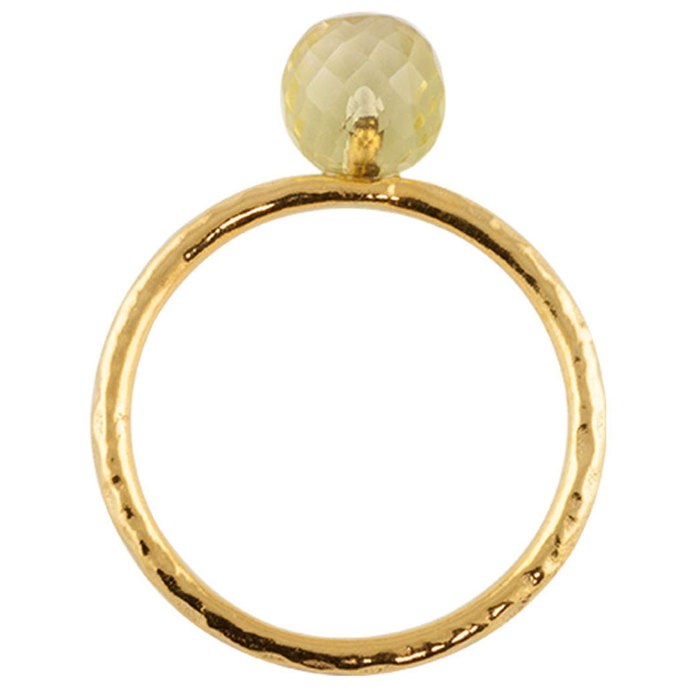 Gratia Gold-Plated Silver Ring -16-Olive Quartz