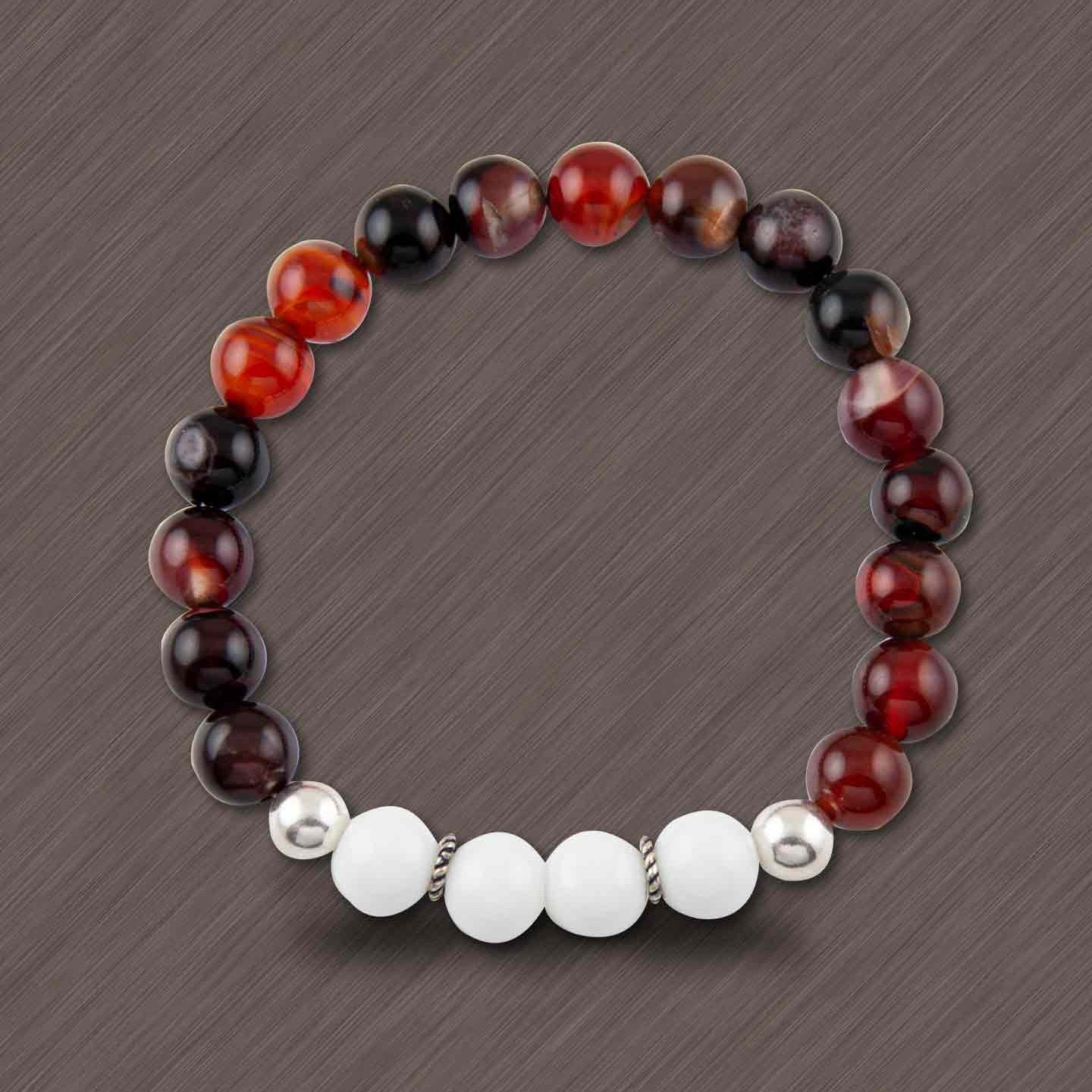 Remembrance Multi Onyx & White Jade Elastic Bead Bracelet