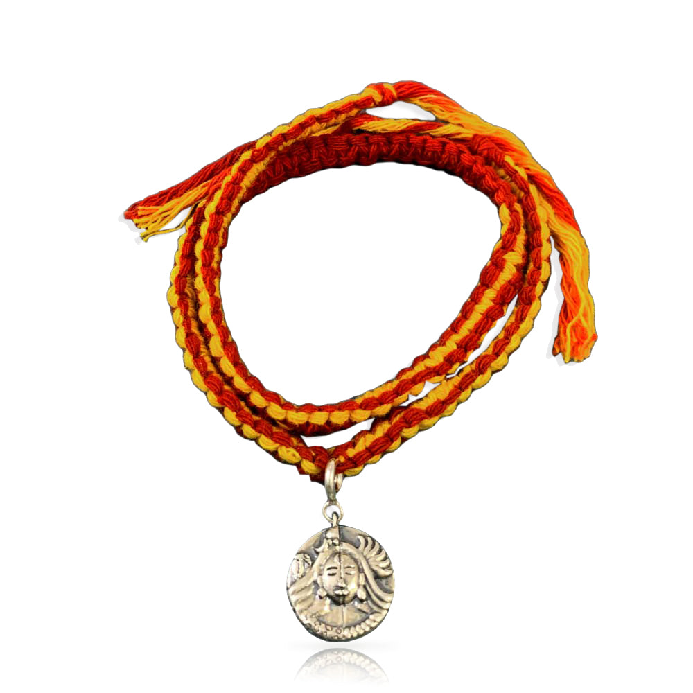 Shiva Parvati Aashirwaad Silver Charm Moli Rakhi Bracelet