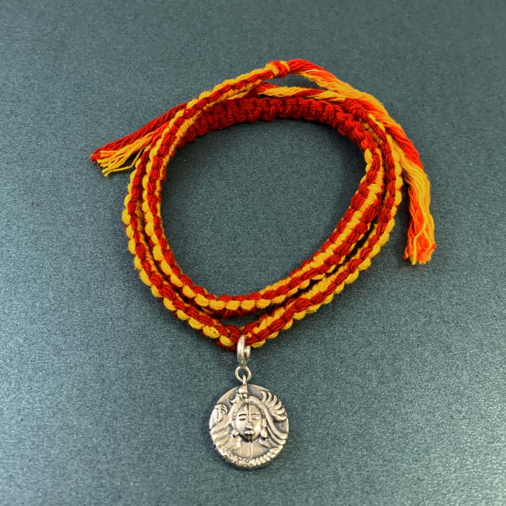 Shiva Parvati Aashirwaad Silver Charm Moli Rakhi Bracelet