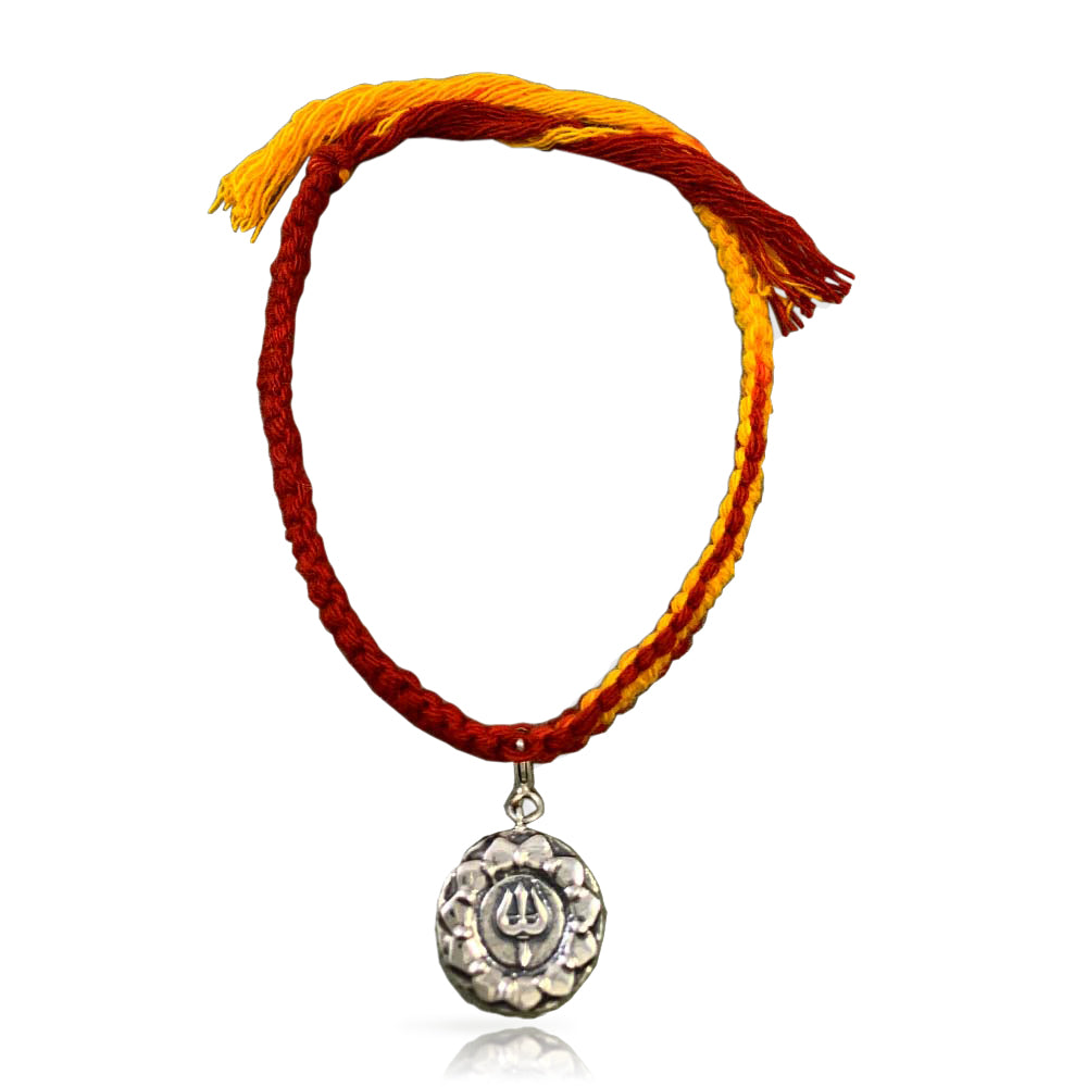 Shiva Parvati Aashirwaad Silver Charm Moli Rakhi Bracelet