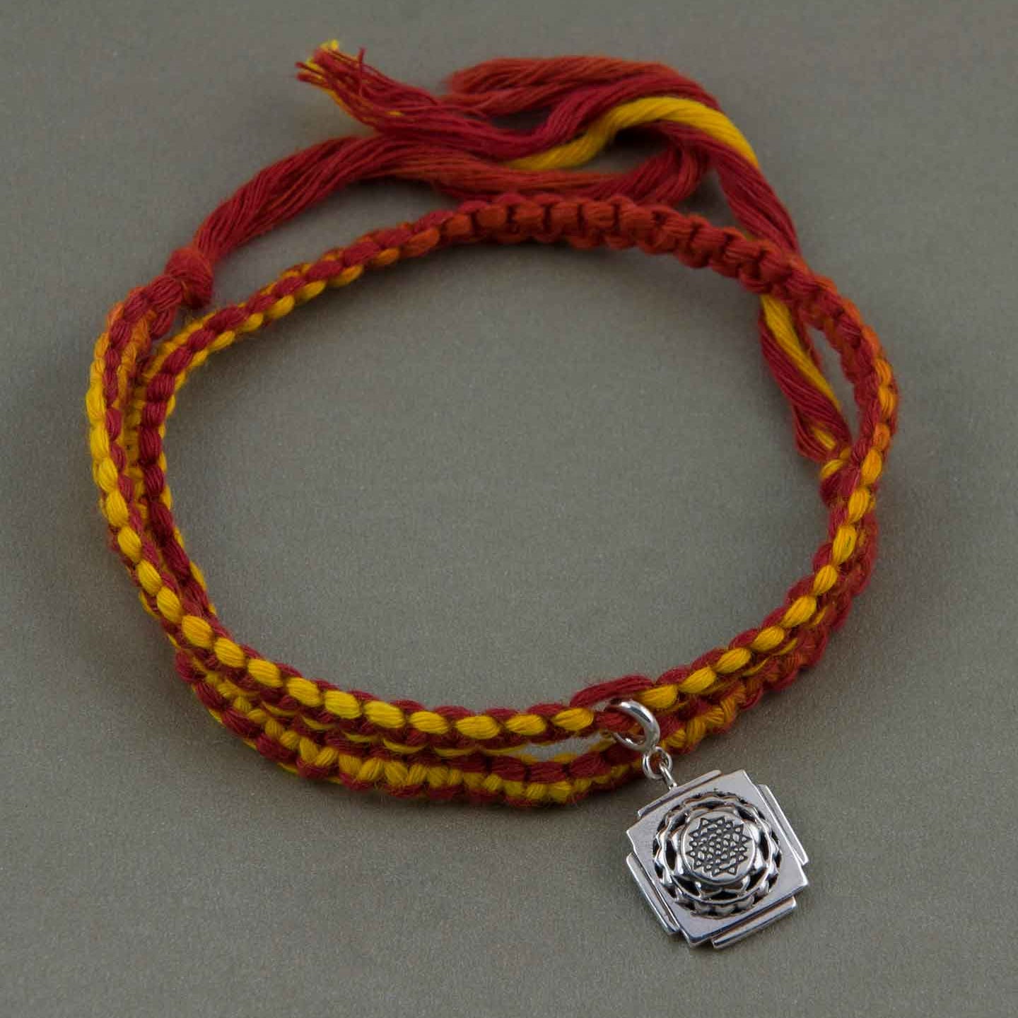Shri Yantra Silver Charm Moli Rakhi Bracelet