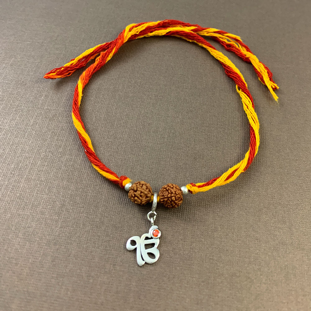 Ek Onkar Silver Charm Moli Rakhi Bracelet
