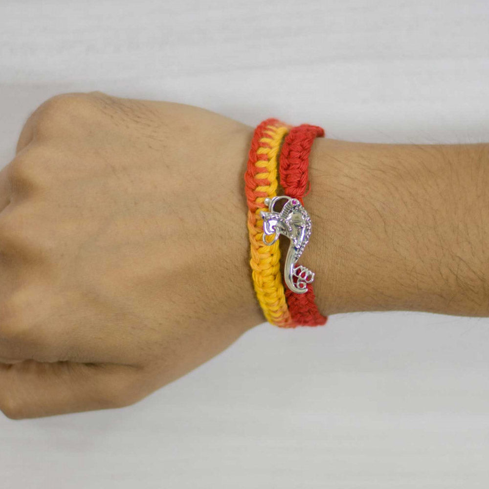 Ganapati Silver Brooch Moli Rakhi Bracelet