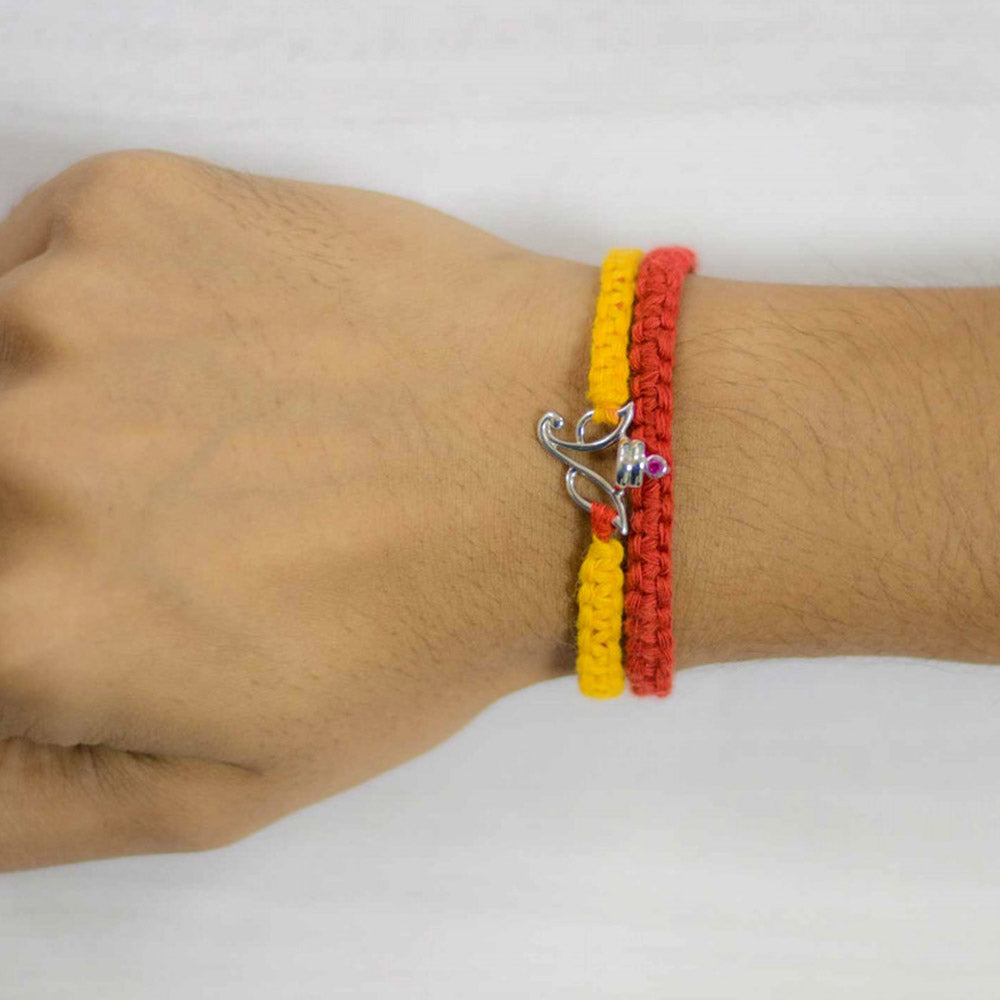 Ganesha Silver Pendant Moli Rakhi Bracelet