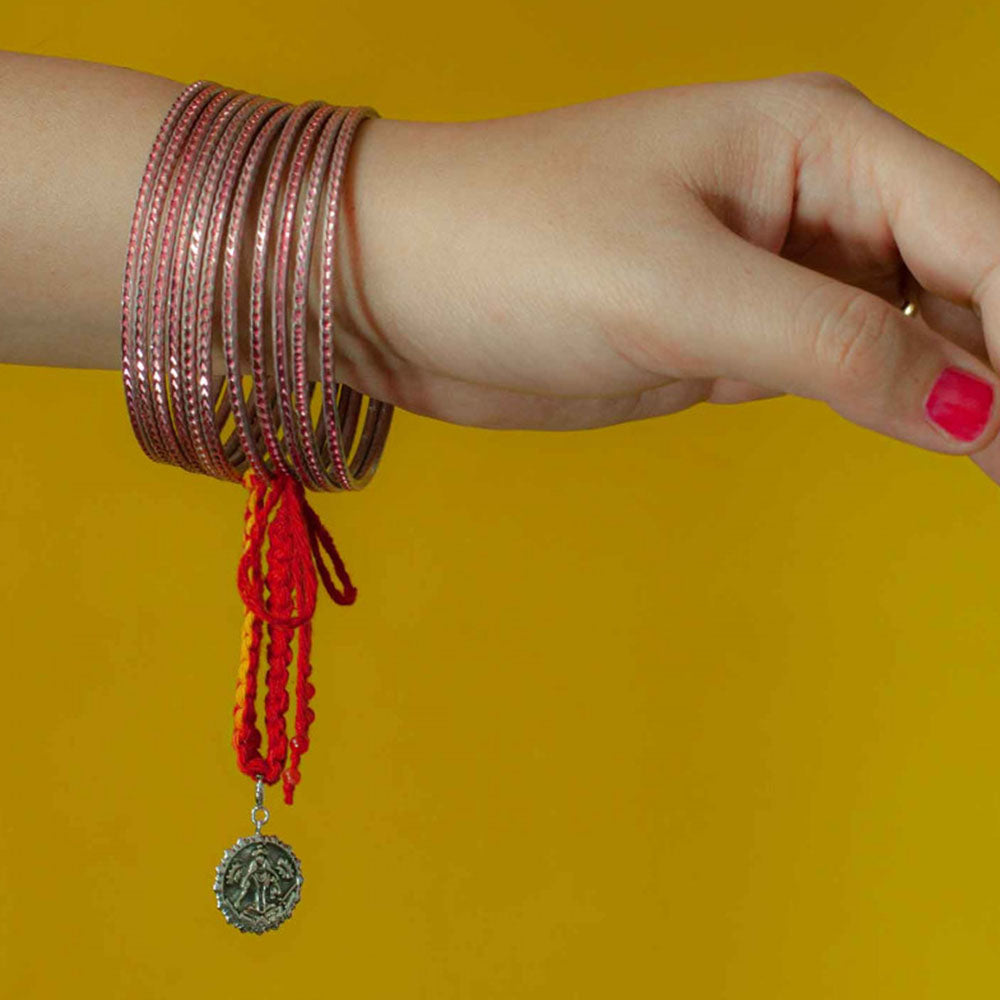 Lakshmi Ganesh Ji Coin Silver Charm Lumba Rakhi Bracelet