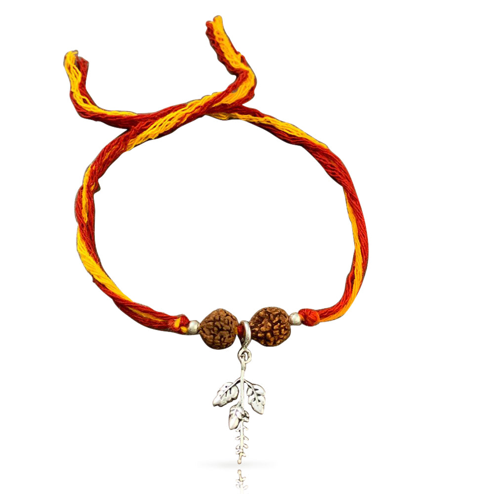 Tulsi Silver Charm Moli Rakhi Bracelet