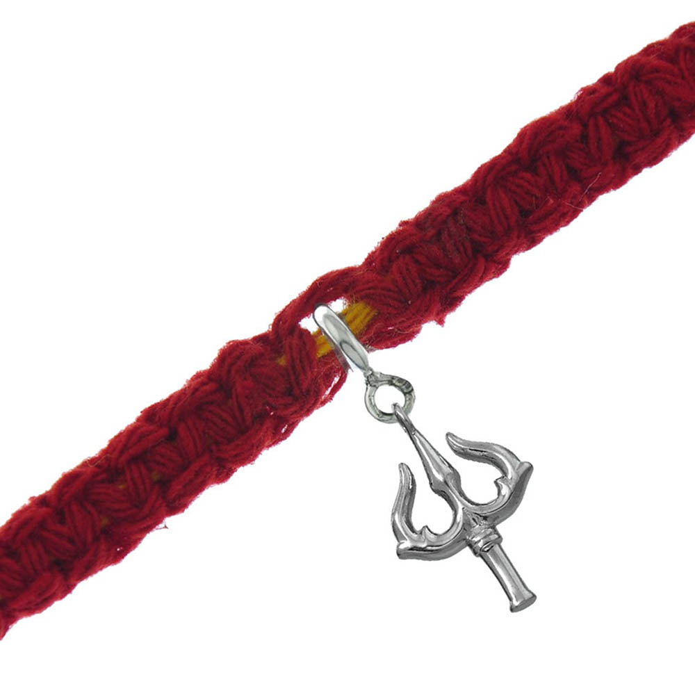 Shakti Trishul Silver Charm Moli Rakhi Bracelet