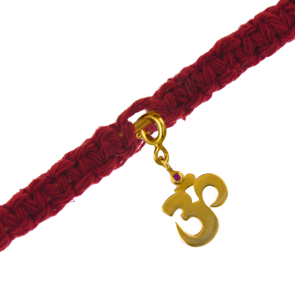Om Gold-Plated Silver Charm Adjustable Moli Rakhi Bracelet
