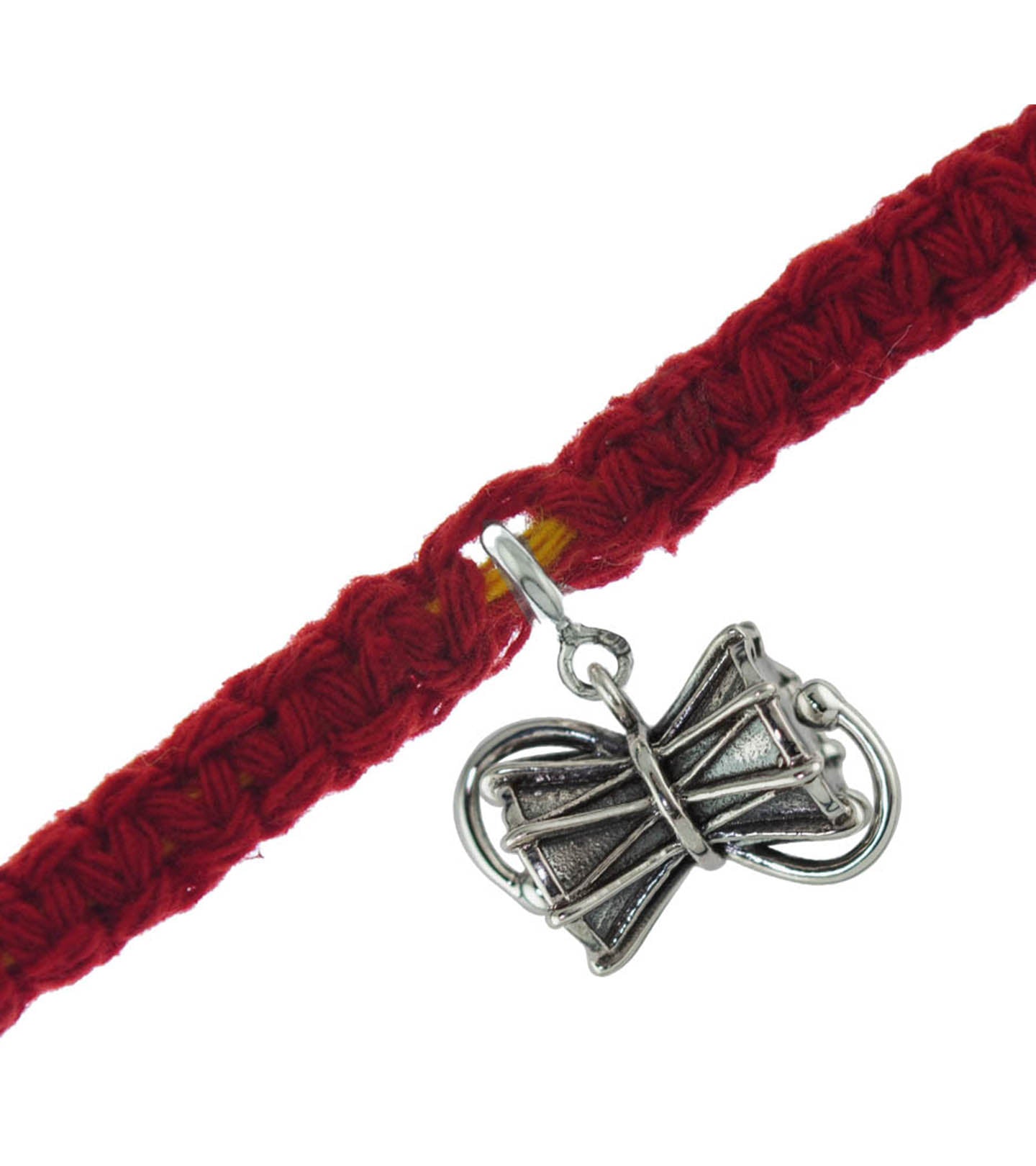 Large Damru Silver Charm Moli Rakhi Bracelet