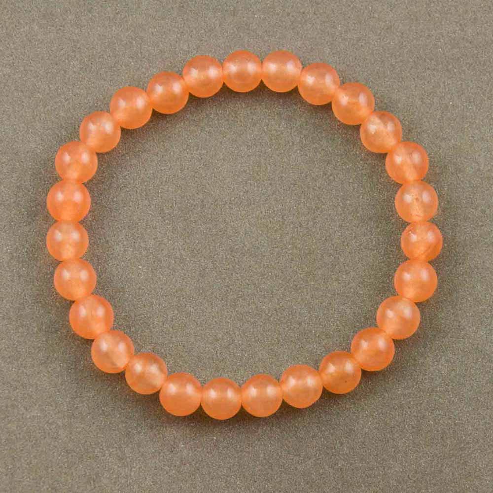 Soft Orange Onyx Elastic Bead Bracelet