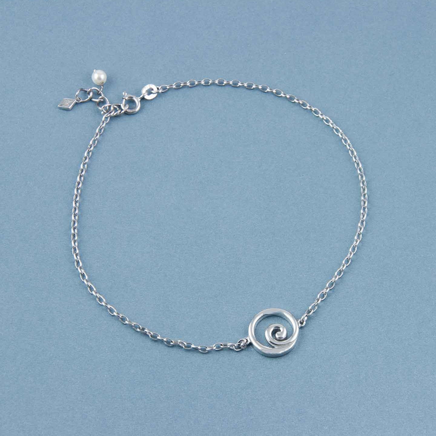 Spiral Seashell Silver Charmholder Anklet