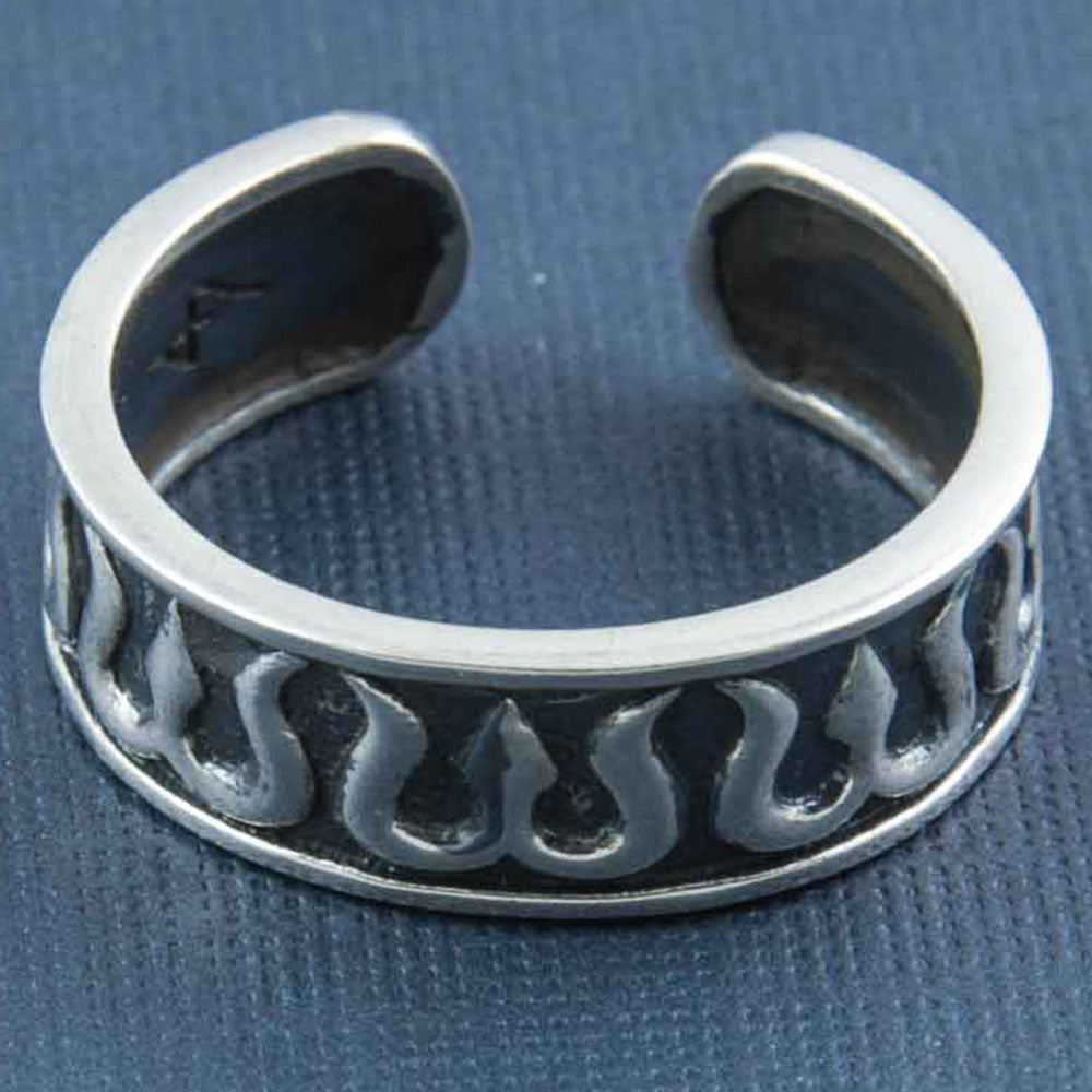 Trishul Band Silver Ring - Adjustable