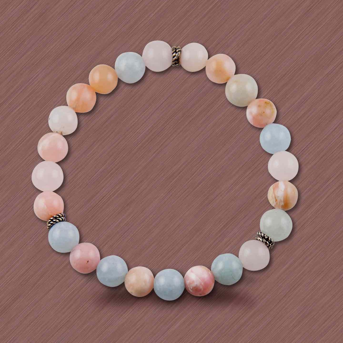 Universal Love Pink Opal & Morganite Elastic Bead Bracelet