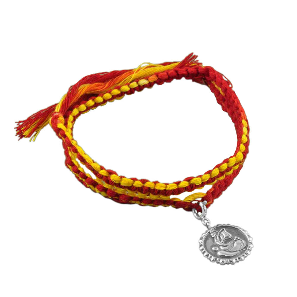 Lakshmi & Ganesh Ji Coin Silver Charm Moli Rakhi Bracelet