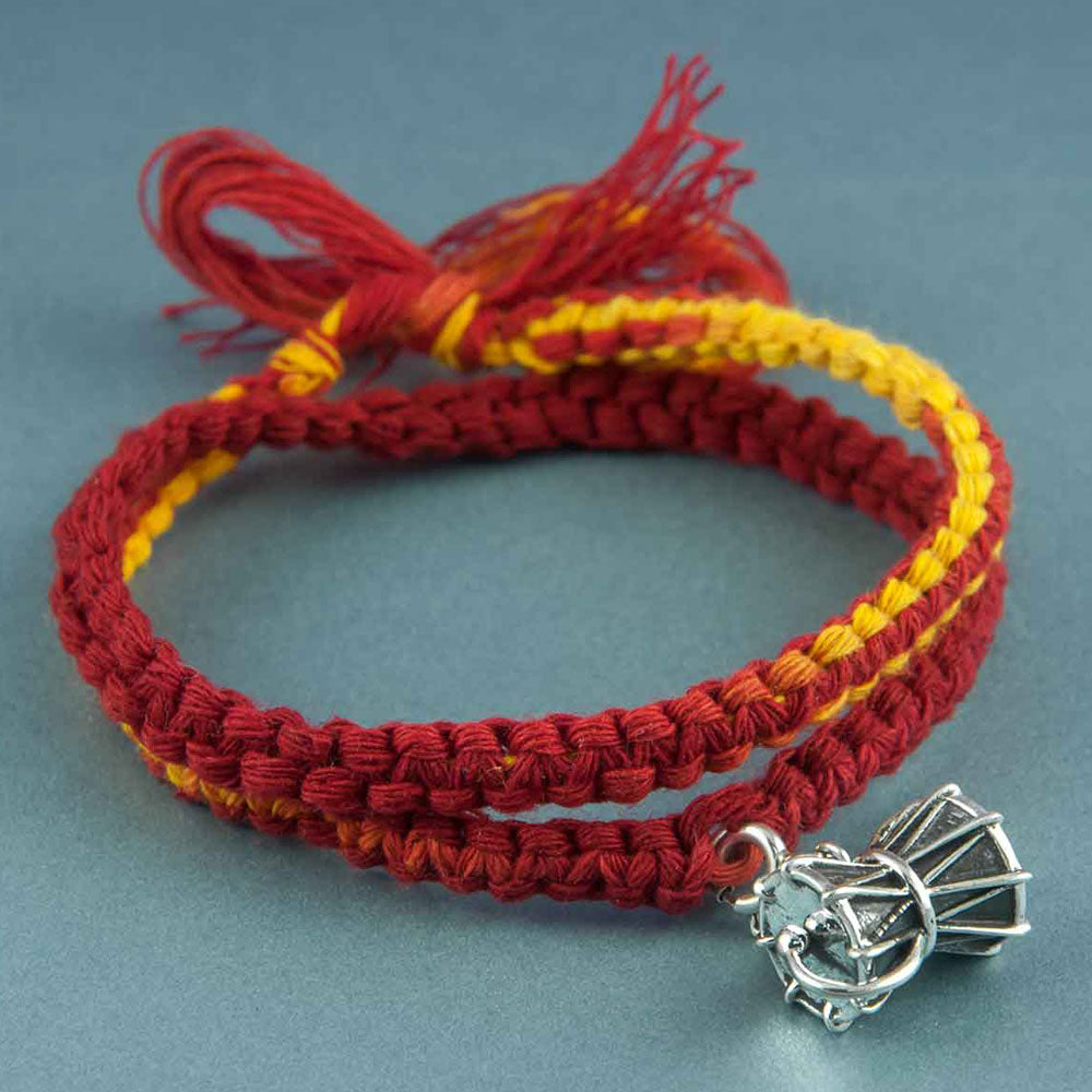 Large Damru Silver Charm Moli Rakhi Bracelet