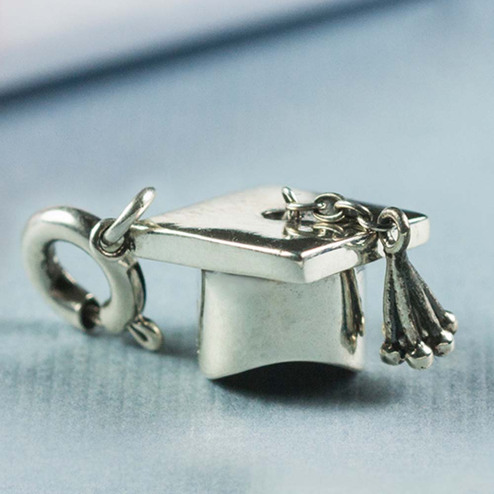 You Did It! Graduation Cap Silver Charm