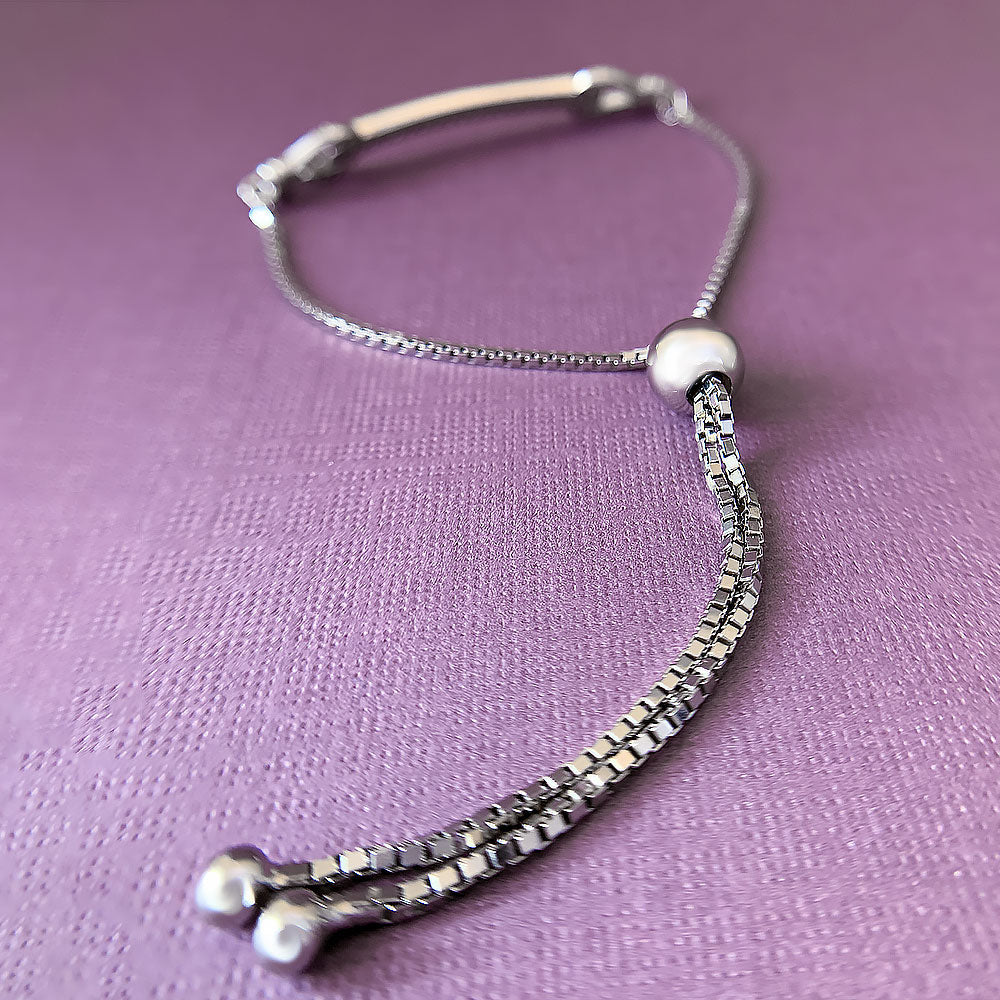 All That Glitters CZ Silver Bar Adjustable Bracelet