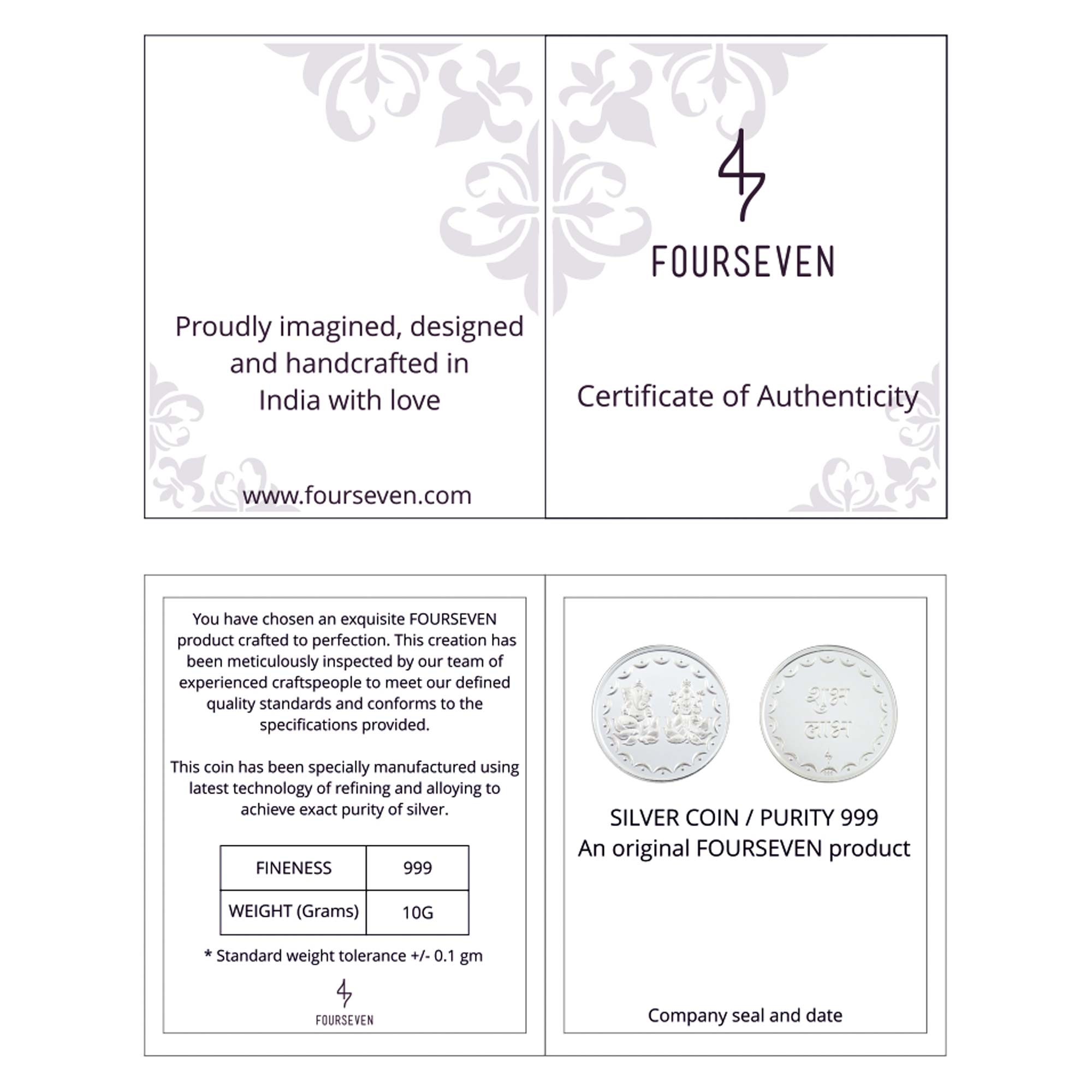 Ganesh Lakshmi शुभ लाभ Shubh Labh Pure 999 Silver Coin-10 Gram