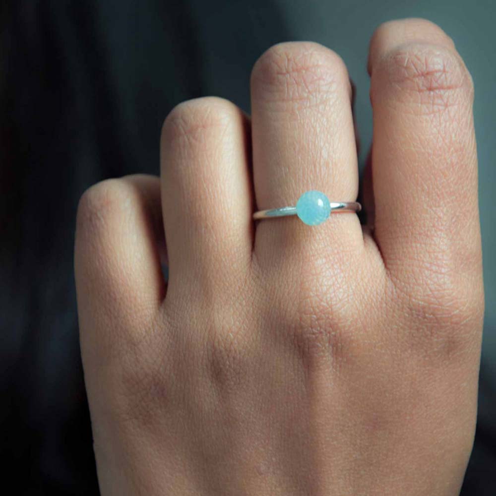 Gratia Silver Ring in Blue Chalcedony-14