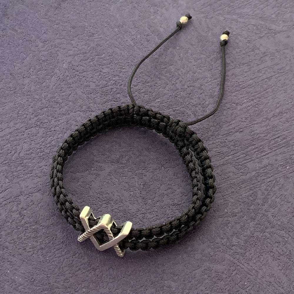 Make It Happen Silver Story Bead with Double Layer Adjustable Friendship Bracelet in Black