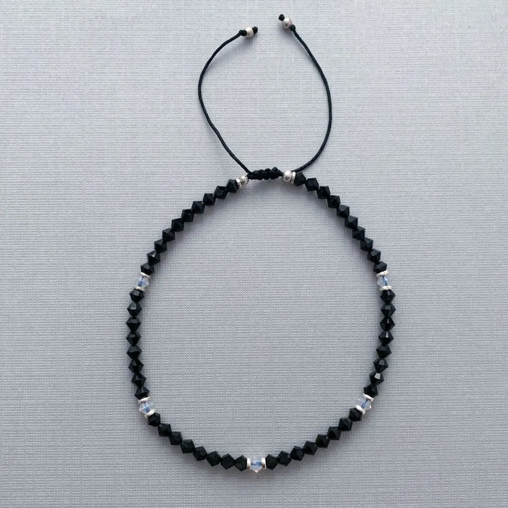 Nazariya Adjustable Anklet in Jet Black Swarovski Crystals